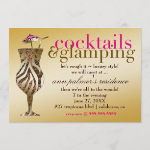 311 Cocktails & Glamping Gold Metallic Invitation