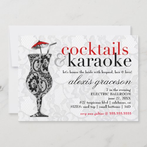 311 Cocktails  Karaoke Lace Invitation