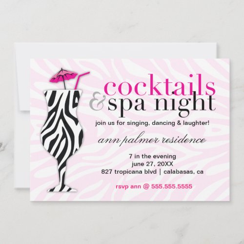 311 Cocktails  Spa Zebra Invitation