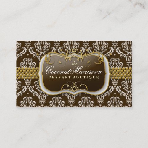311-Coconut Macaroon Damask Business Cards