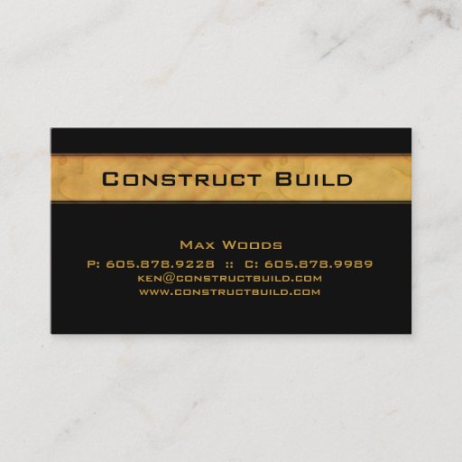 Customizable Construction Contractor Business Card Wood Grain