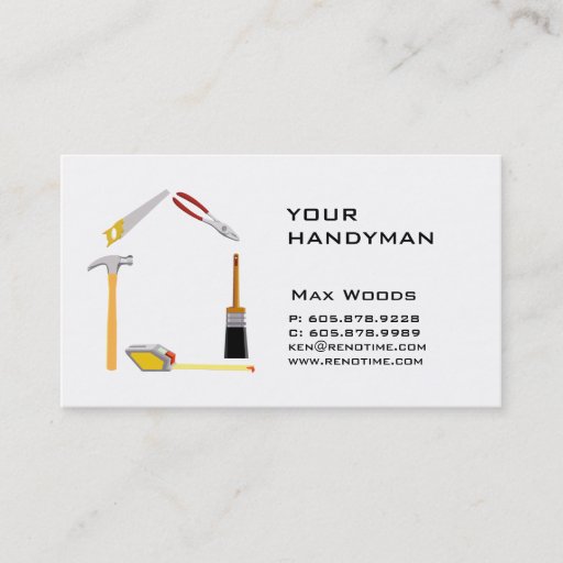 Customizable Construction Contractor Handyman Business Card