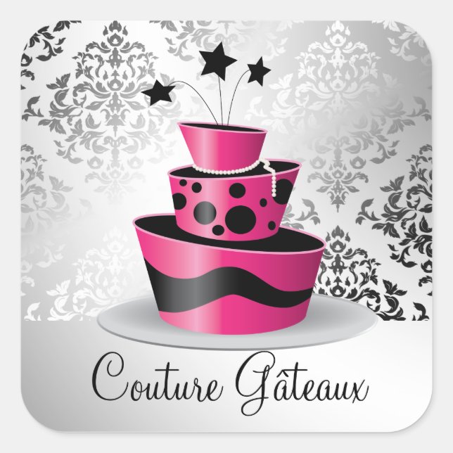 311 Couture Gâteaux Hot Pink Square Sticker (Front)