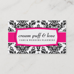 311 Cream Puff & Love Strawberry Damask Business Card
