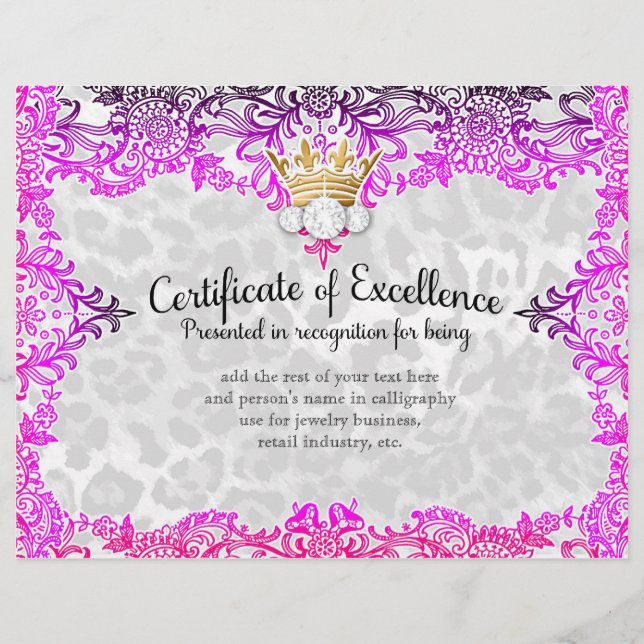 311 Crowning Certificate in Multi Colored Lace (Front)