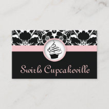 311 Cupcake Business Card Floral Damask Baby Pink