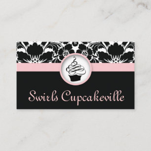 311 Cupcake Business Card Floral Damask Baby Pink