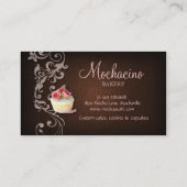 311 Cupcake Business Card Linen Brown Pink Roses (Back)