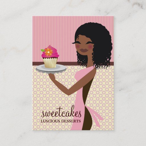 Customizable 311 Cupcake Cutie African American Pink Business Card Templates