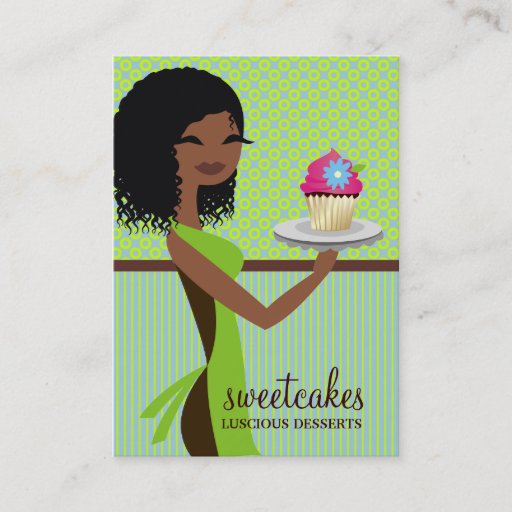 Customizable 311 Cupcake Cutie Blue Green Business Card