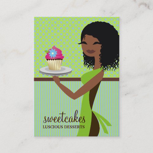 311 Cupcake Cutie Blue Green Business Card Template