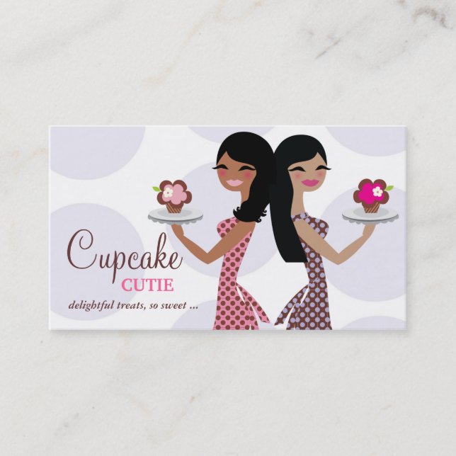 311 Cupcake Cutie Brunette Duo Business Card (Front)