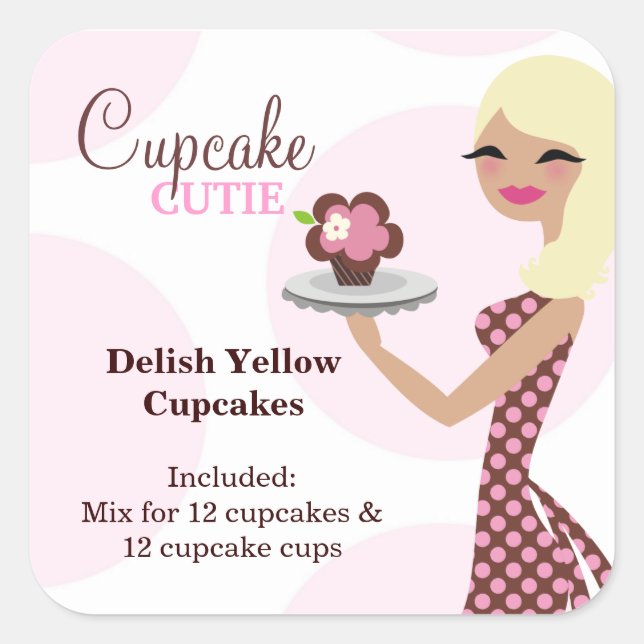 311 Cupcake Cutie Light Blond Labael Square Sticker (Front)