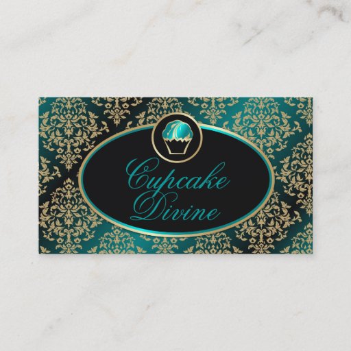 Customizable 311 Cupcake Divine Black Teal Business Card Templates