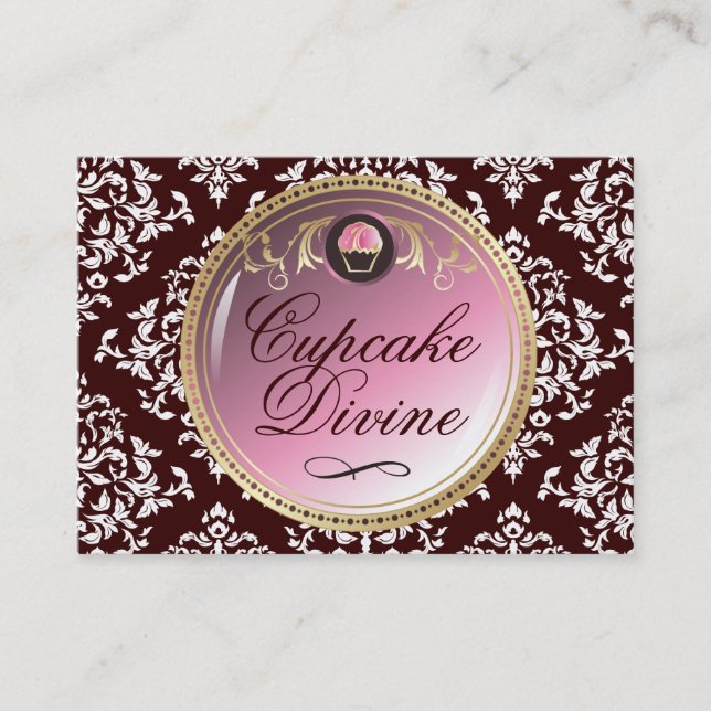 311-Cupcake Divine Damask Business Card (Front)