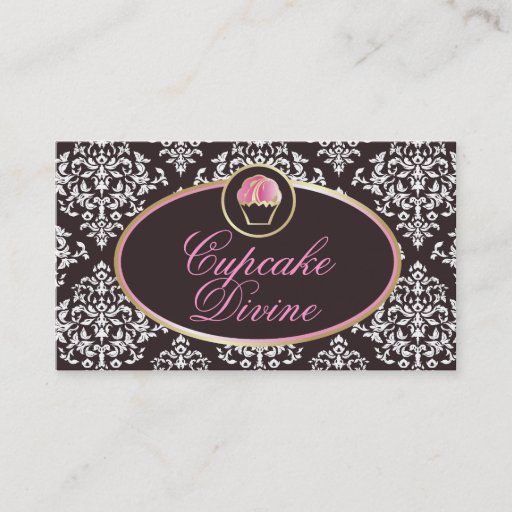 Customizable 311-Cupcake Divine Solid Damask Business Cards