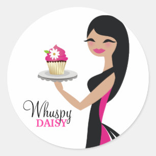 311-Daisy Cupcake Cutie Straight Brunette Classic Round Sticker