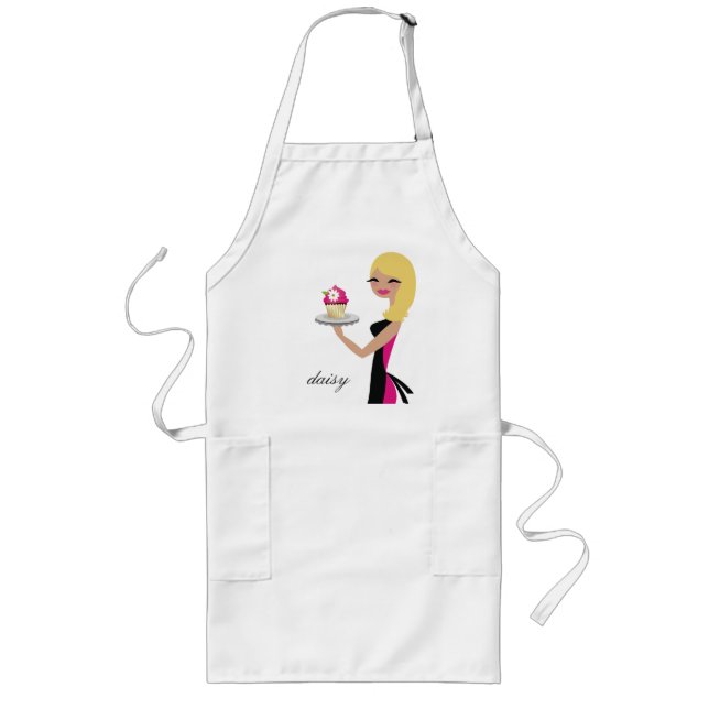 311-daisy Cupcake Cutie | Wavy Blonde Long Apron (Front)