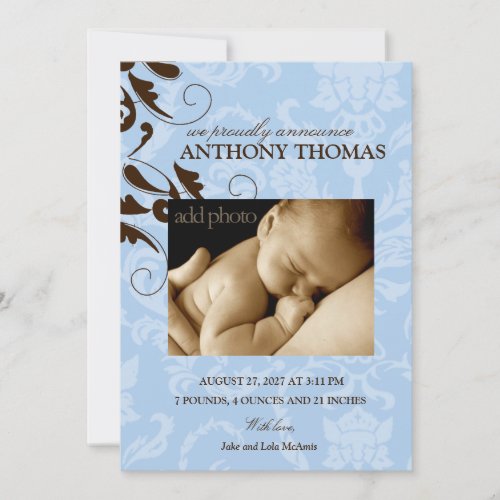 311-Damask Baby Boy Announcement