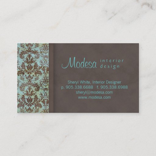 Customizable Damask Business Card Interior Design 3