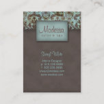 311 Damask Salon Spa Appointment Card Blue Brown at Zazzle