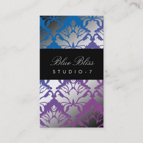 311 Damask Shimmer Blue Bliss Business Card Template