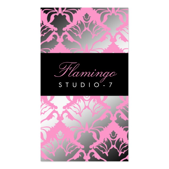 311 Damask Shimmer Flamingo Business Card Templates