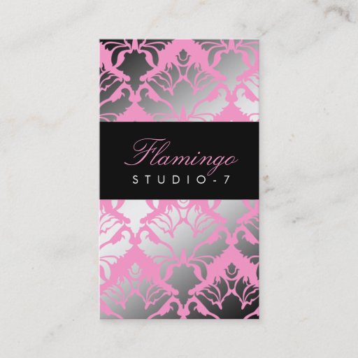 Customizable 311 Damask Shimmer Flamingo Business Card Templates
