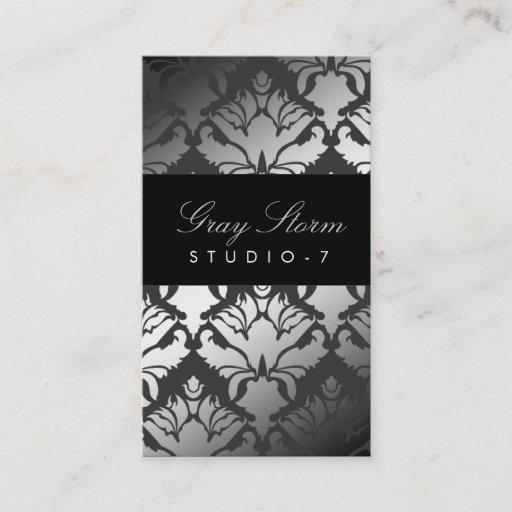 Customizable 311-Damask Shimmer Gray Storm Business Card