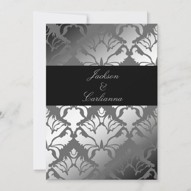 311-Damask Shimmer Gray Storm Invite (Front)