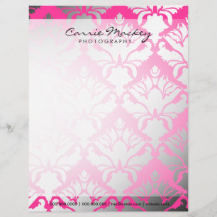 311-Damask Shimmer Hot Pink Letterhead