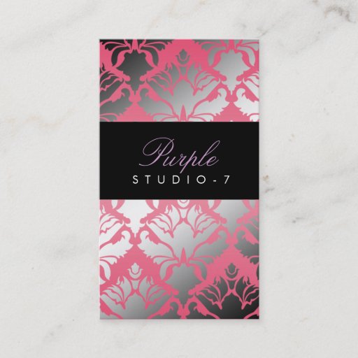 Customizable 311 Damask Shimmer Passion Pink Program Business Card