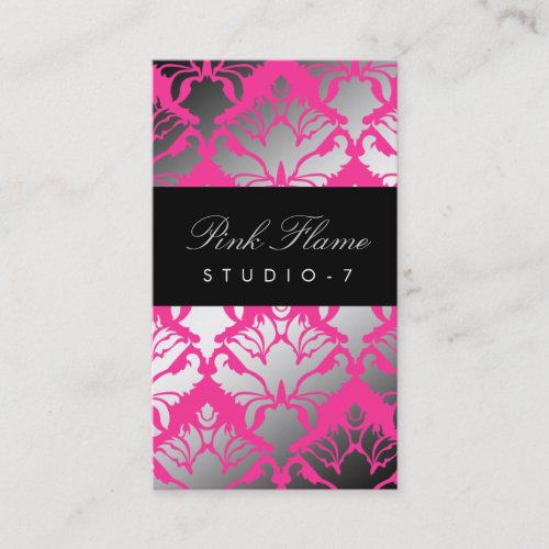 311 Damask Shimmer Pink Flame Plain Back Business Card Templates