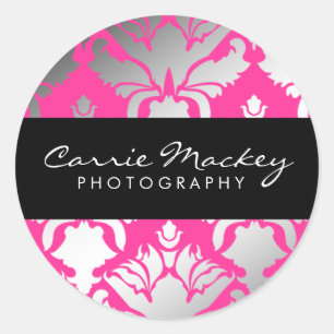 311-Damask Shimmer Pink Flame Sticker
