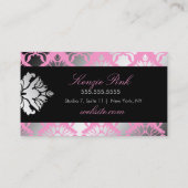 311 Damask Shimmer Pink Plush Black BowCertificate Business Card (Back)