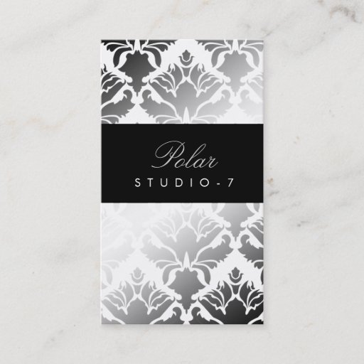 Customizable 311 Damask Shimmer Polar Bear Business Cards