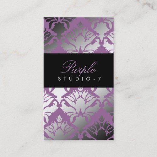 311 Damask Shimmer Purple Plush Business Card Templates