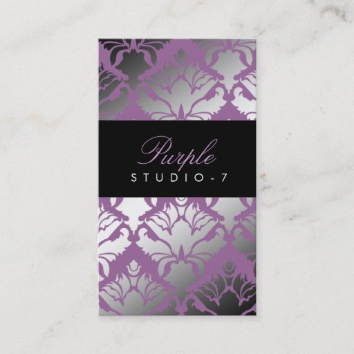 Customizable 311 Damask Shimmer Purple Plush Business Card Templates