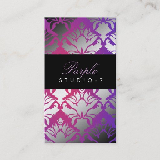 Customizable 311 Damask Shimmer Purple Radiance Program Business Card Template