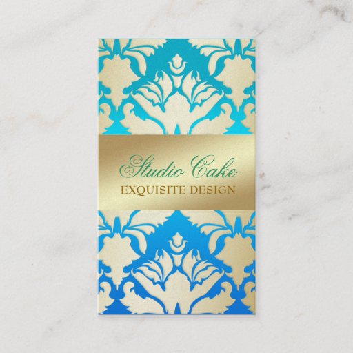 Customizable 311 Damask Shimmer Tropical Blue Fade Business Card Templates