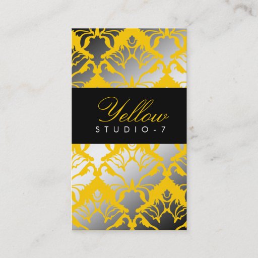 Customizable 311-Damask Shimmer Yellow Jacket Business Card