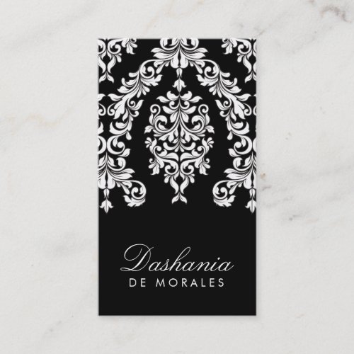 311 Dashing Damask | Black White Business Card