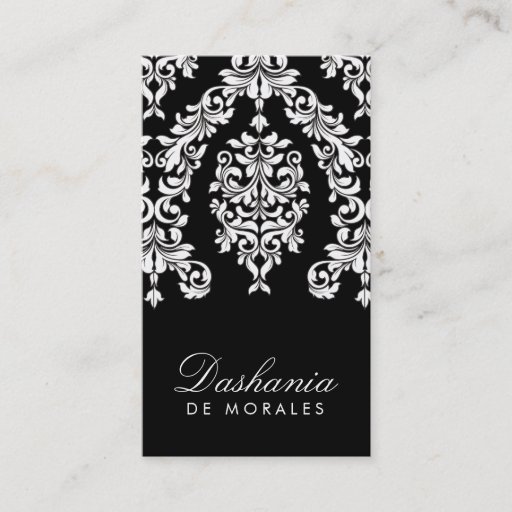Customizable 311 Dashing Damask | Black White Business Card