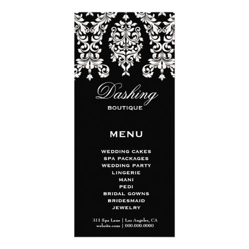 311 Dashing Damask Black White Rack Card