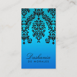 311 Dashing Damask Blue Tropical Fade Business Card