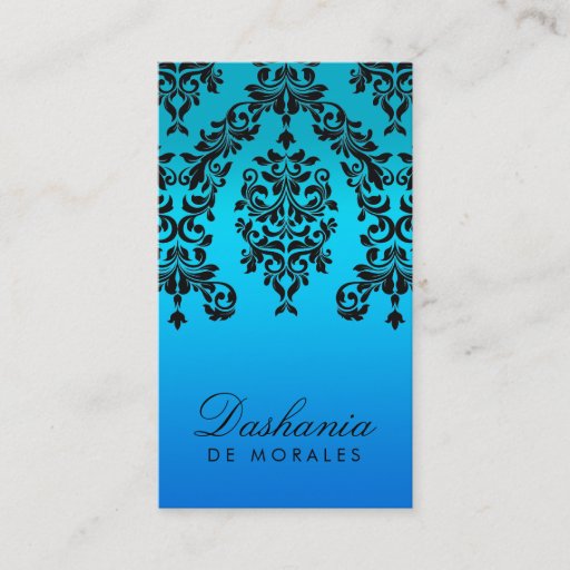 Customizable 311 Dashing Damask Blue Tropical Fade Business Card Templates