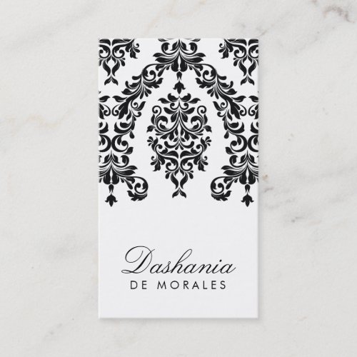 311-Dashing Damask | Ebony &amp; Ivory Business Card