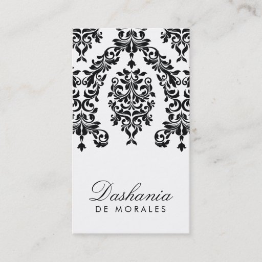 Customizable 311-Dashing Damask | Ebony &amp; Ivory Business Card
