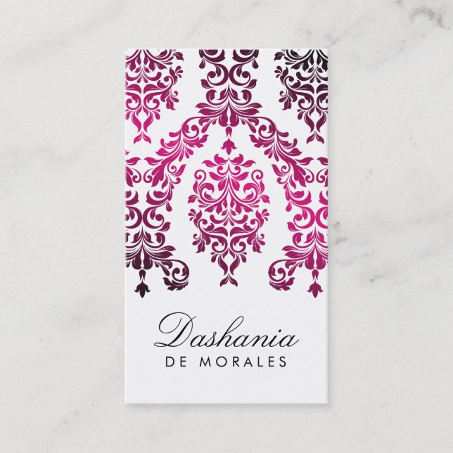 311 Dashing Damask Magenta Business Card (Front)