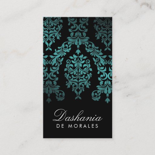 Customizable 311-Dashing Damask | Sea Garden at Night Business Cards